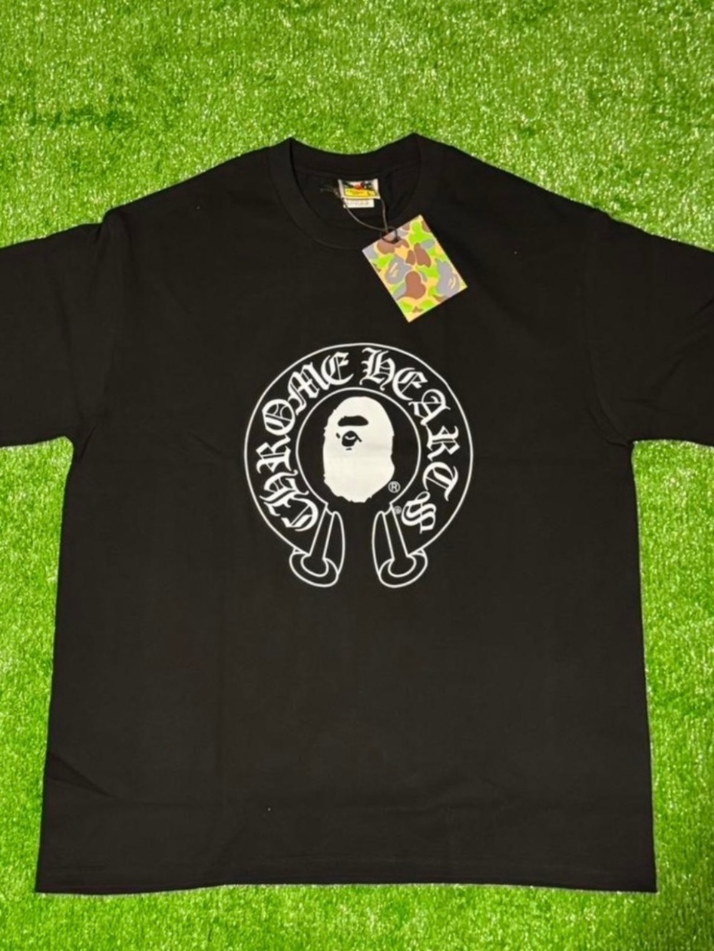 A Bathing Ape BAPE x Chrome Hearts Black Graphic Crew Neck Tee Men's L